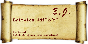 Britvics Jákó névjegykártya